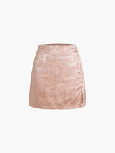 Jacquard Floral Satin Mini Skirt